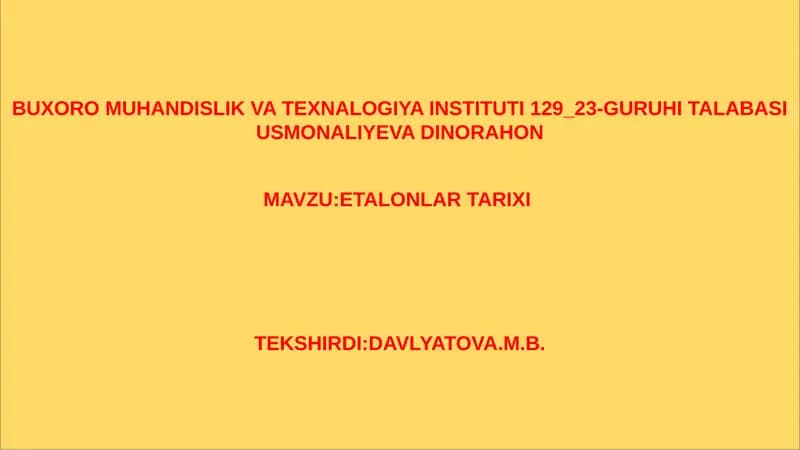 ETALONLAR TARIXI