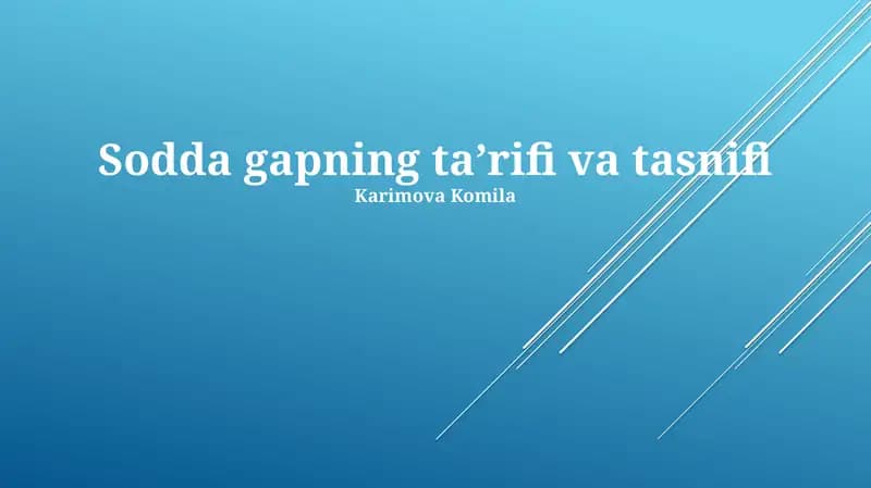 Sodda Yoriqlarining Ta'rifi