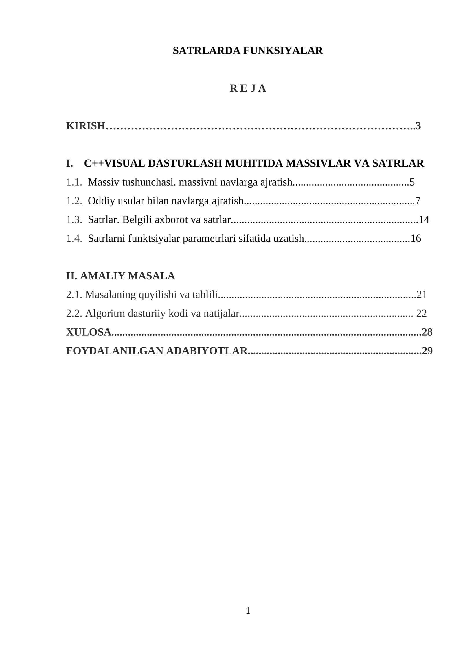 SATRLARDA FUNKSIYALAR