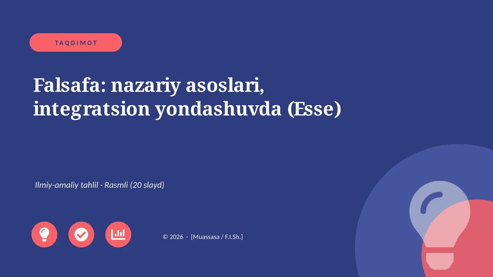 Falsafa: nazariy asoslari, integratsion yondashuvda (Esse)