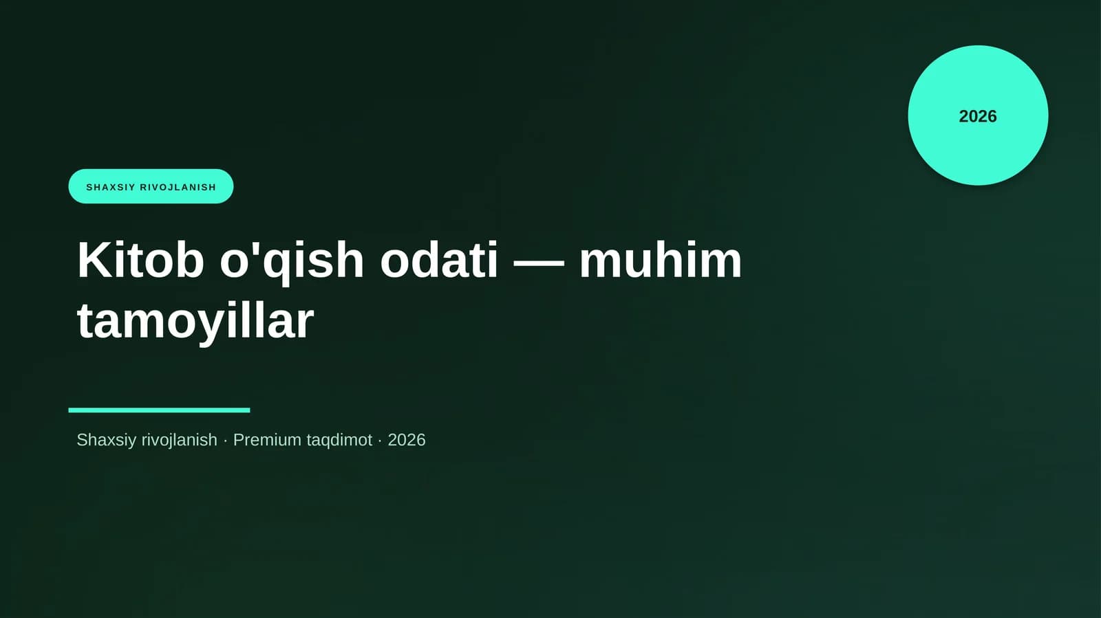 Kitob o'qish odati — muhim tamoyillar