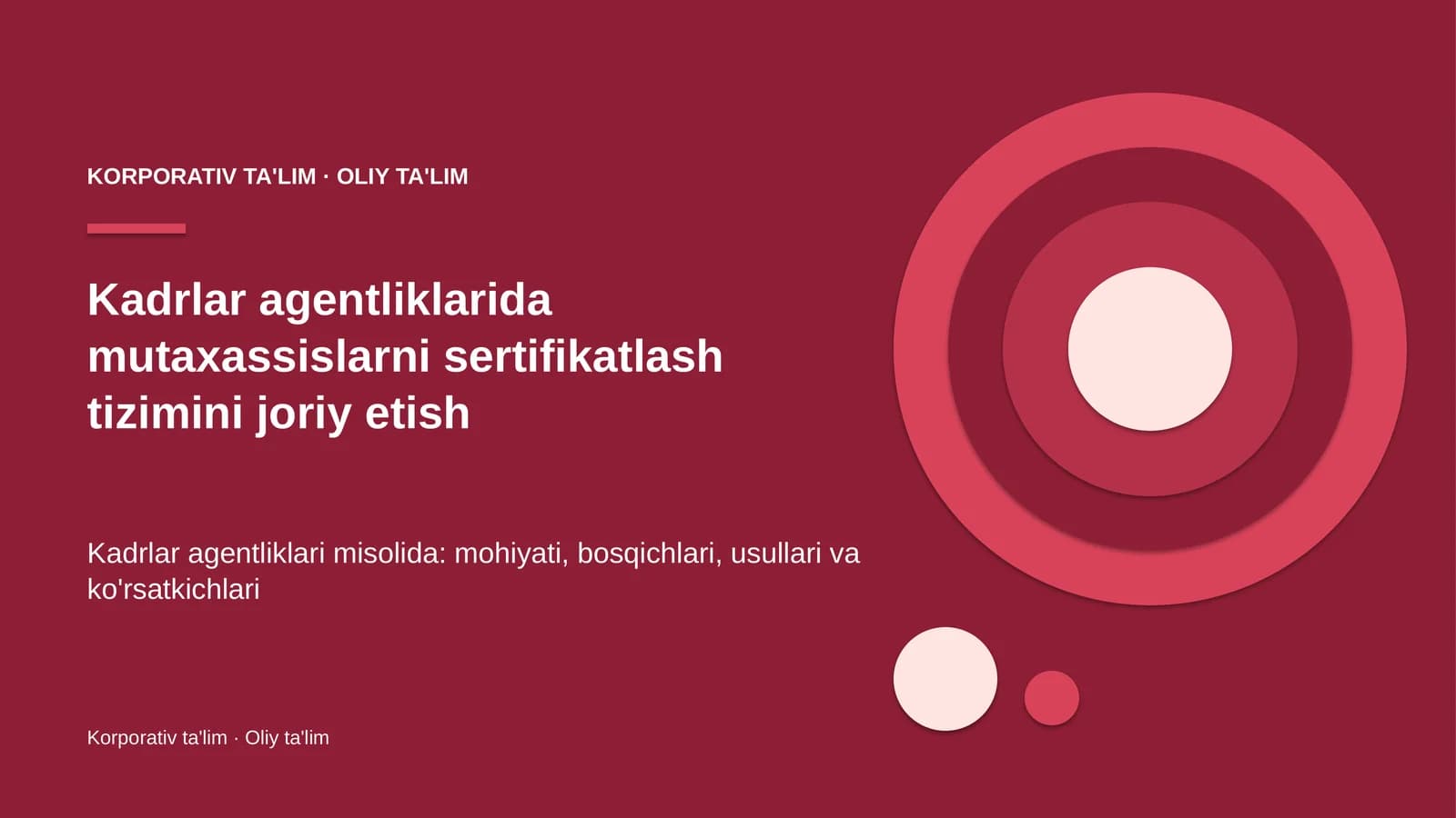 Kadrlar agentliklarida mutaxassislarni sertifikatlash tizimini joriy etish