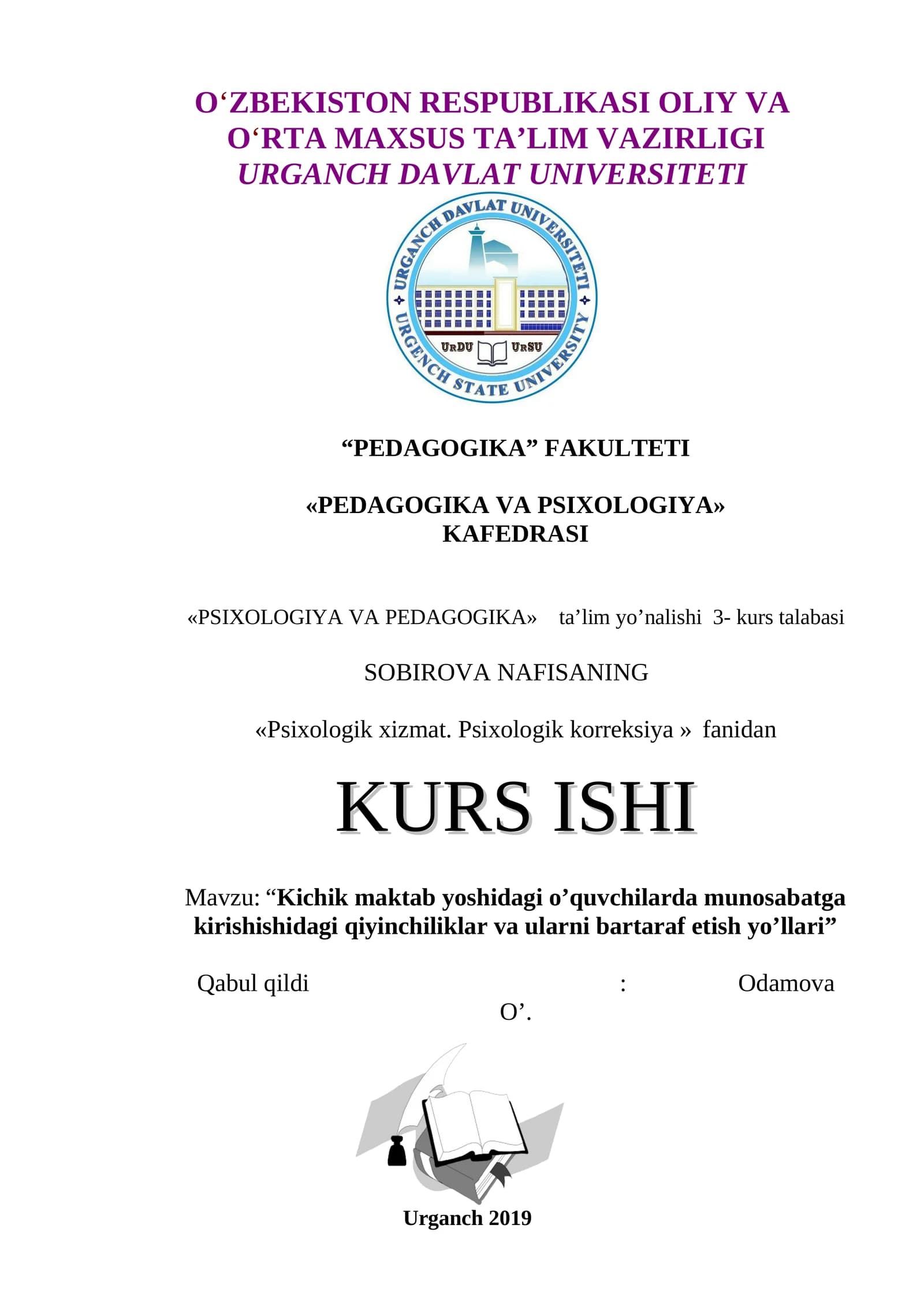 Psixologik xizmat. Psixologik korreksiya