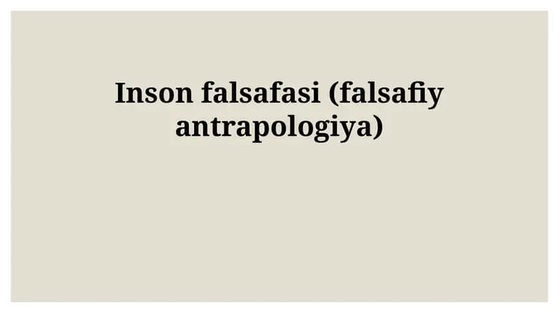 Inson falsafasi (falsafiy antrapologiya)