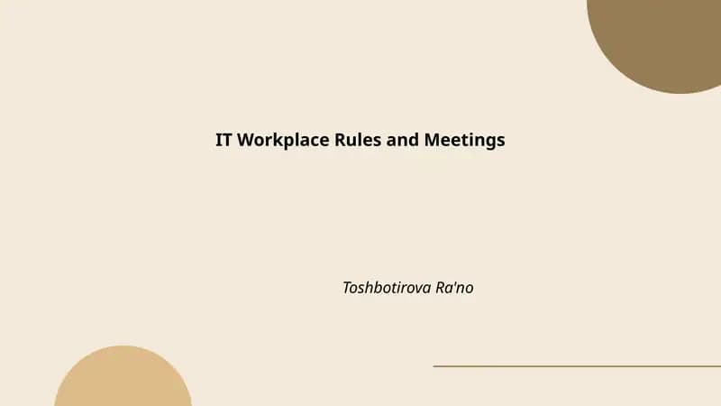 IT Workplace Rules and Meetings