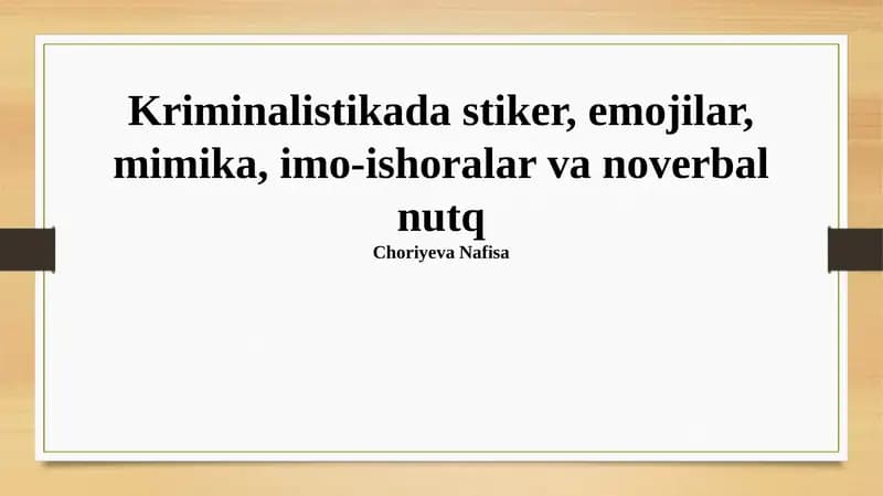 Yopishqoq stikerlarning sud-tibbiyot jihatlari