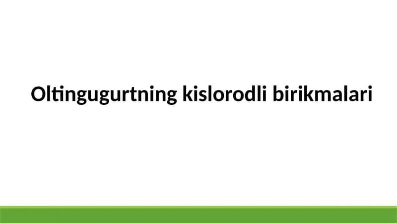Oltingugurtni kislorodli birikmalari