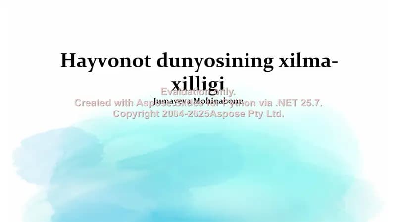 Hayvonot dunyosining xilma-xilligi