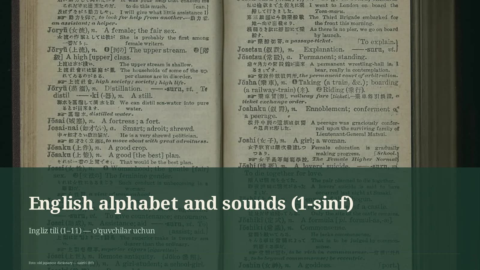 English alphabet and sounds (1-sinf)