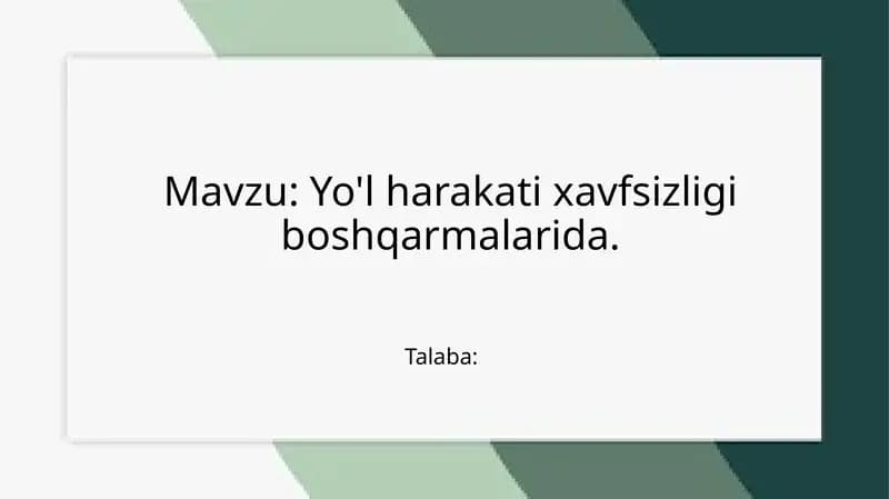 Yo'lharakati qoidalariga rioya qiling