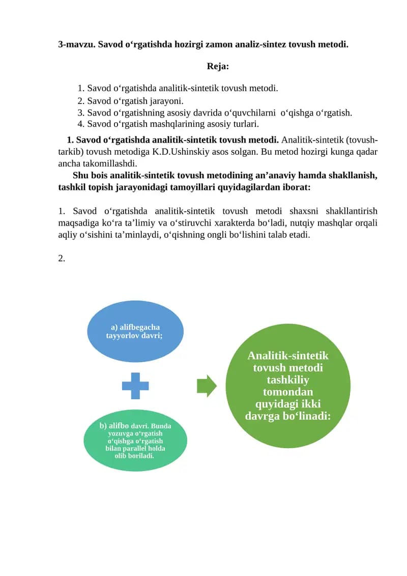 Savod o‘rgatishda analitik-sintetik tovush metodi