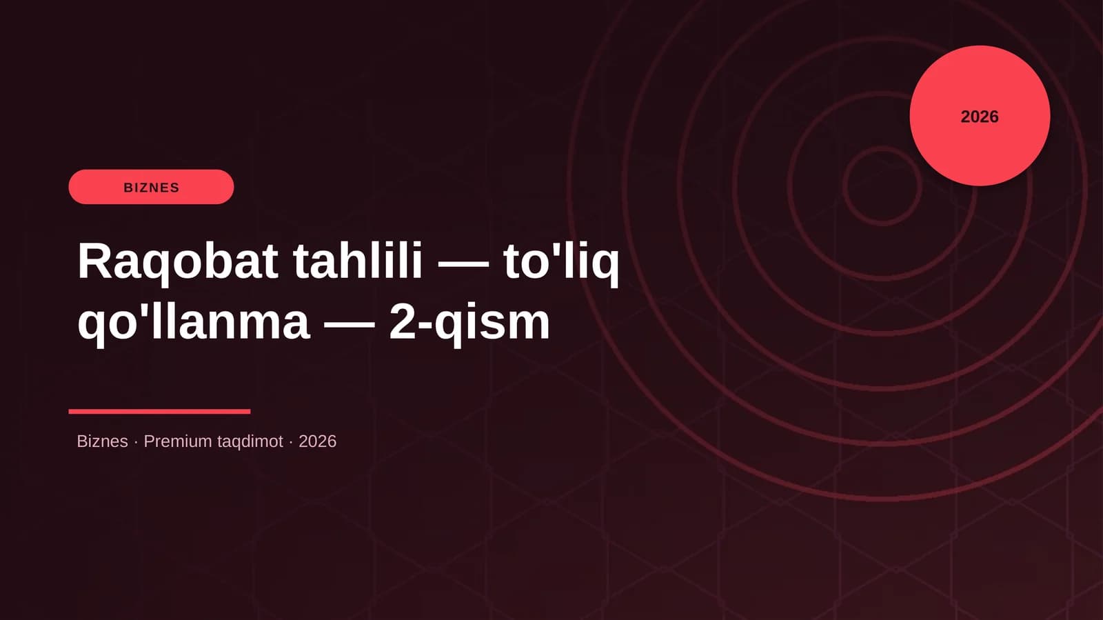Raqobat tahlili — to'liq qo'llanma — 2-qism