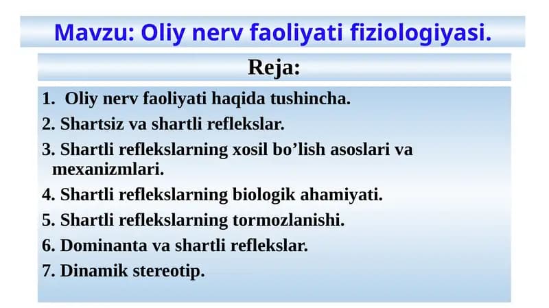 Oliy nerv faoliyati