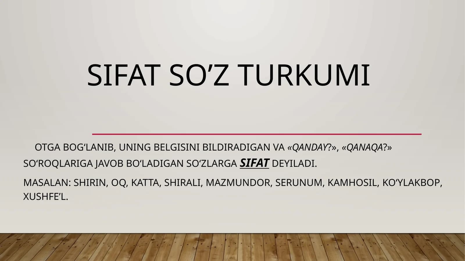 Sifat soʻz turkumi