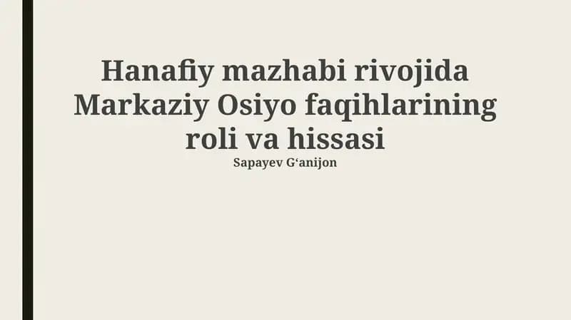 Markaziy Osiyo Faqihlarining Roli va Hissasi