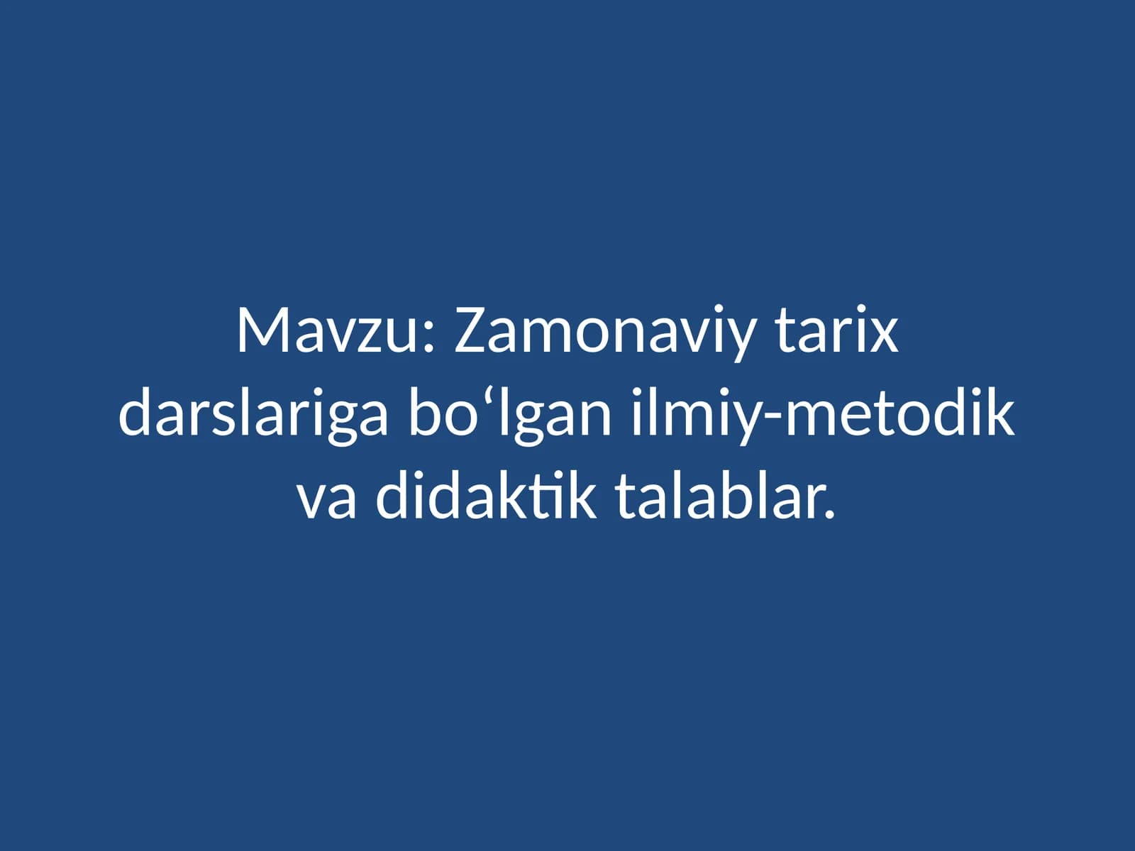 Zamonaviy tarix darslari