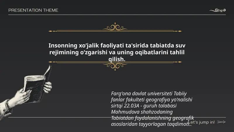 Tabiatdan foydalanishning geografik asoslaridan tayyorlagan taqdimoti