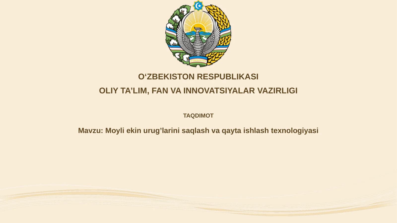 Moyli ekinlar urug'larini saqlash va qayta ishlash texnologiyasi