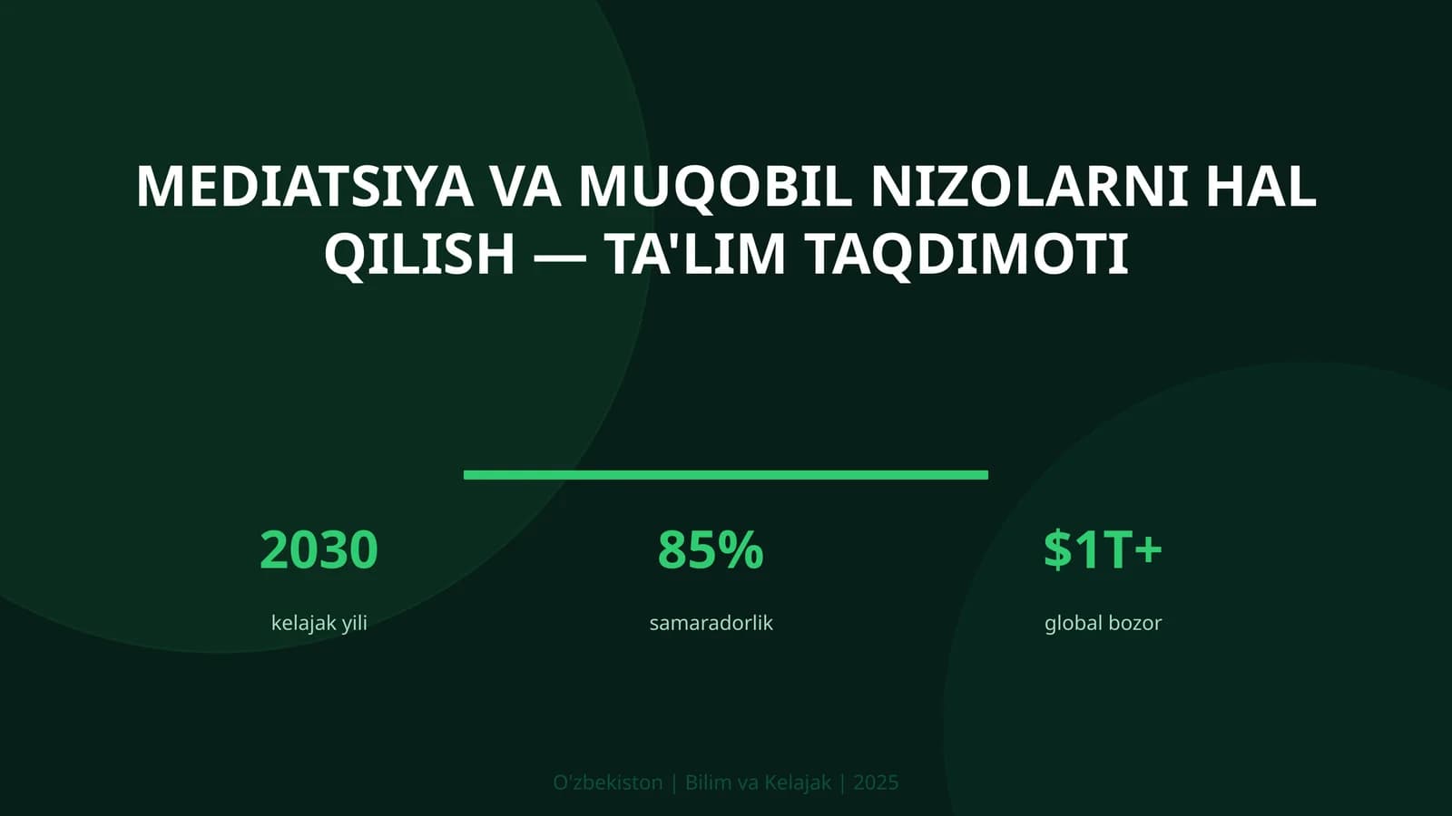 Mediatsiya va muqobil nizolarni hal qilish — ta'lim taqdimoti