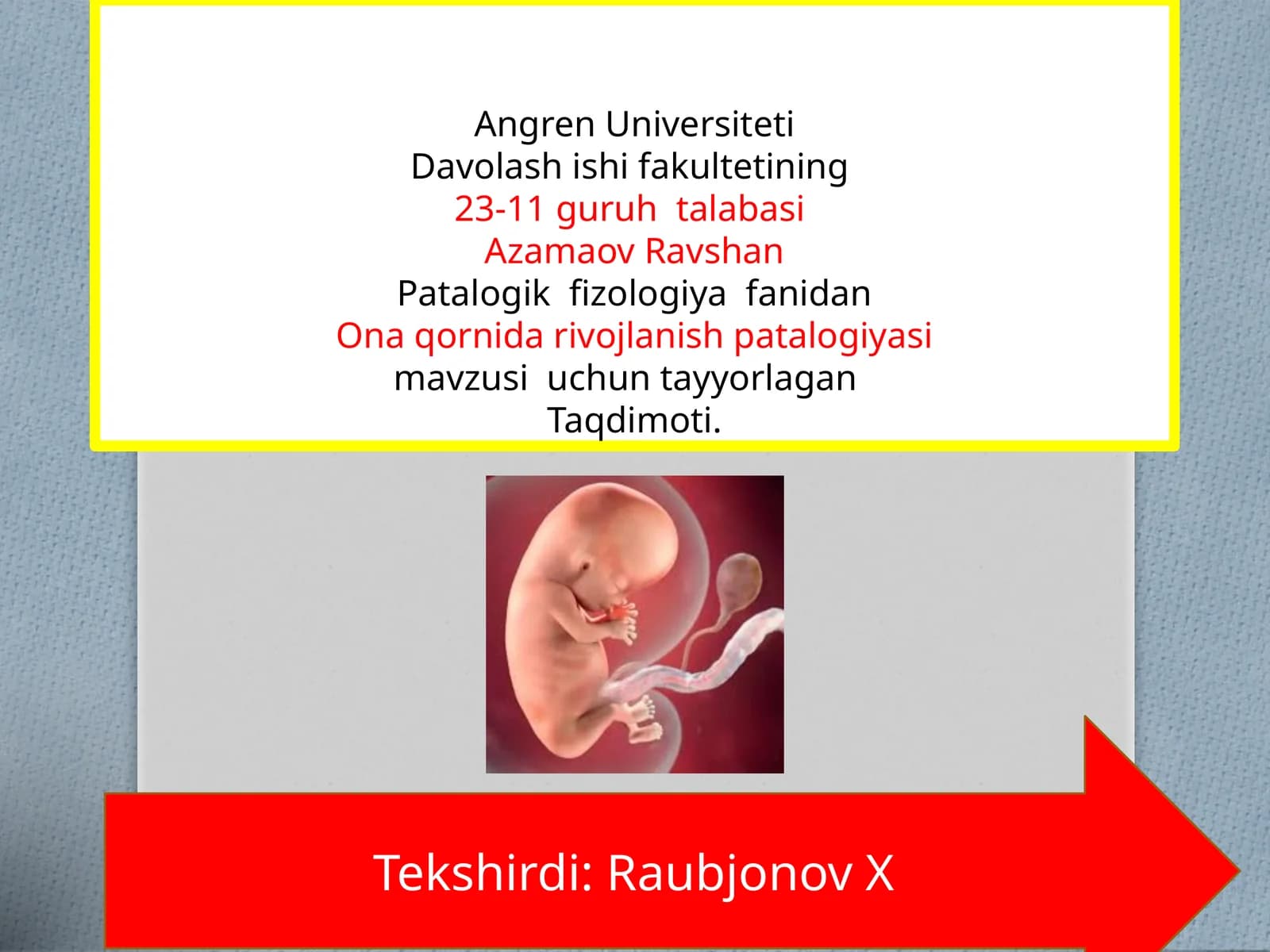 Ona qornida rivojlanish patologiyasi