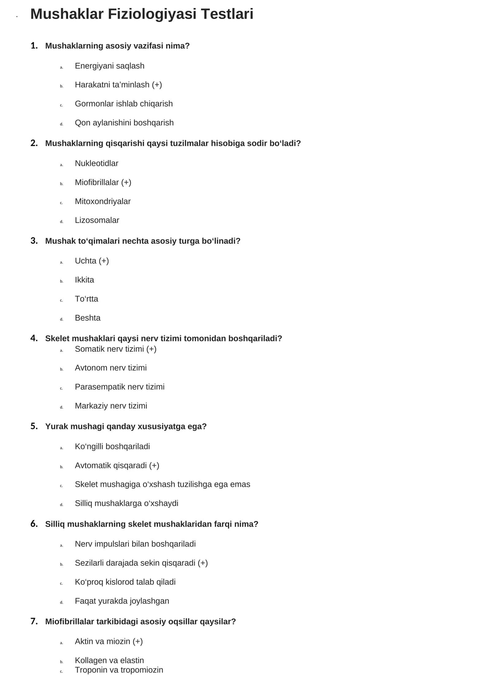Mushaklar Fiziologiyasi Testlari