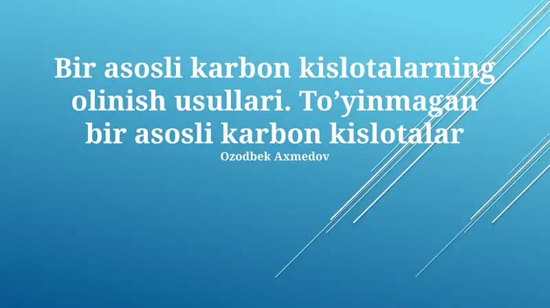 Karbon Kislotalarning Olinishi Usullari
