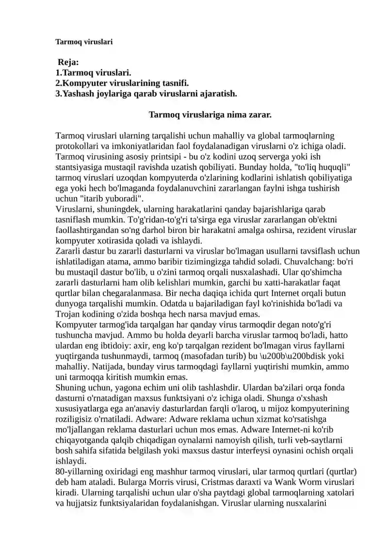 Tarmoq viruslari