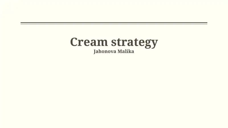 CREAM Strategy