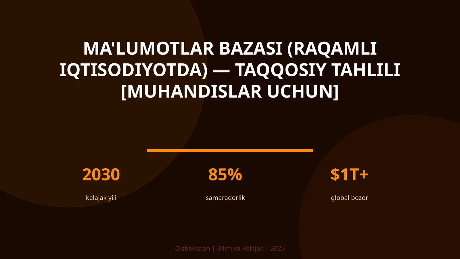 Ma'lumotlar bazasi (raqamli iqtisodiyotda) — taqqosiy tahlili [muhandislar uchun]