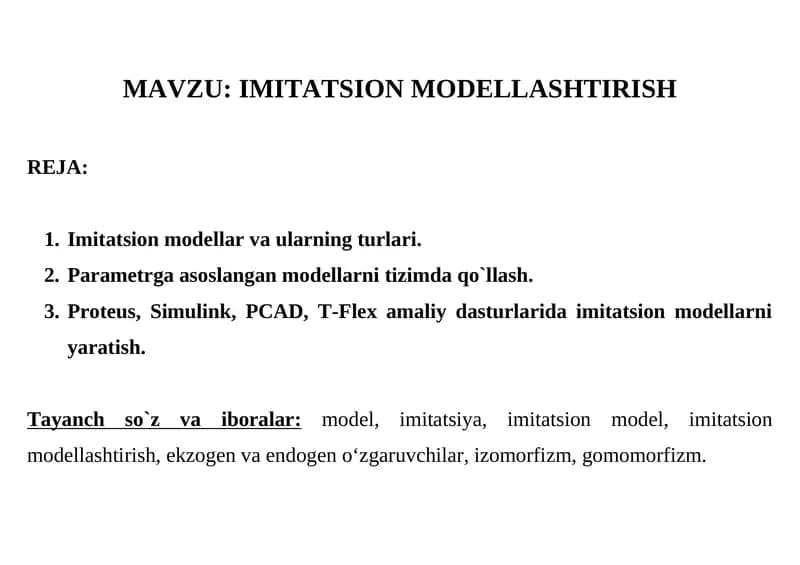 IMITATSION MODELLASHTIRISH