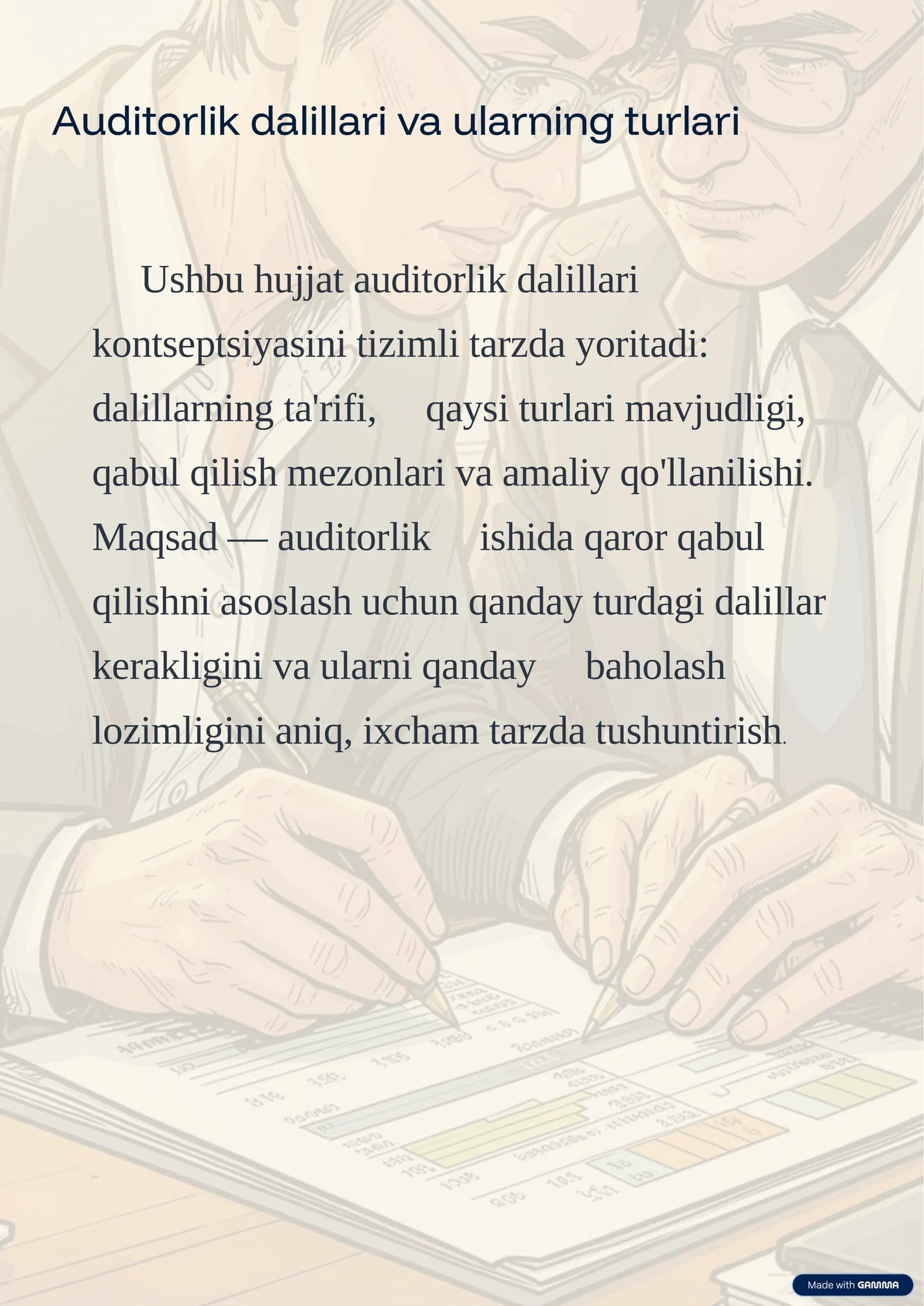 Auditorlik dalillari va ularning turlari