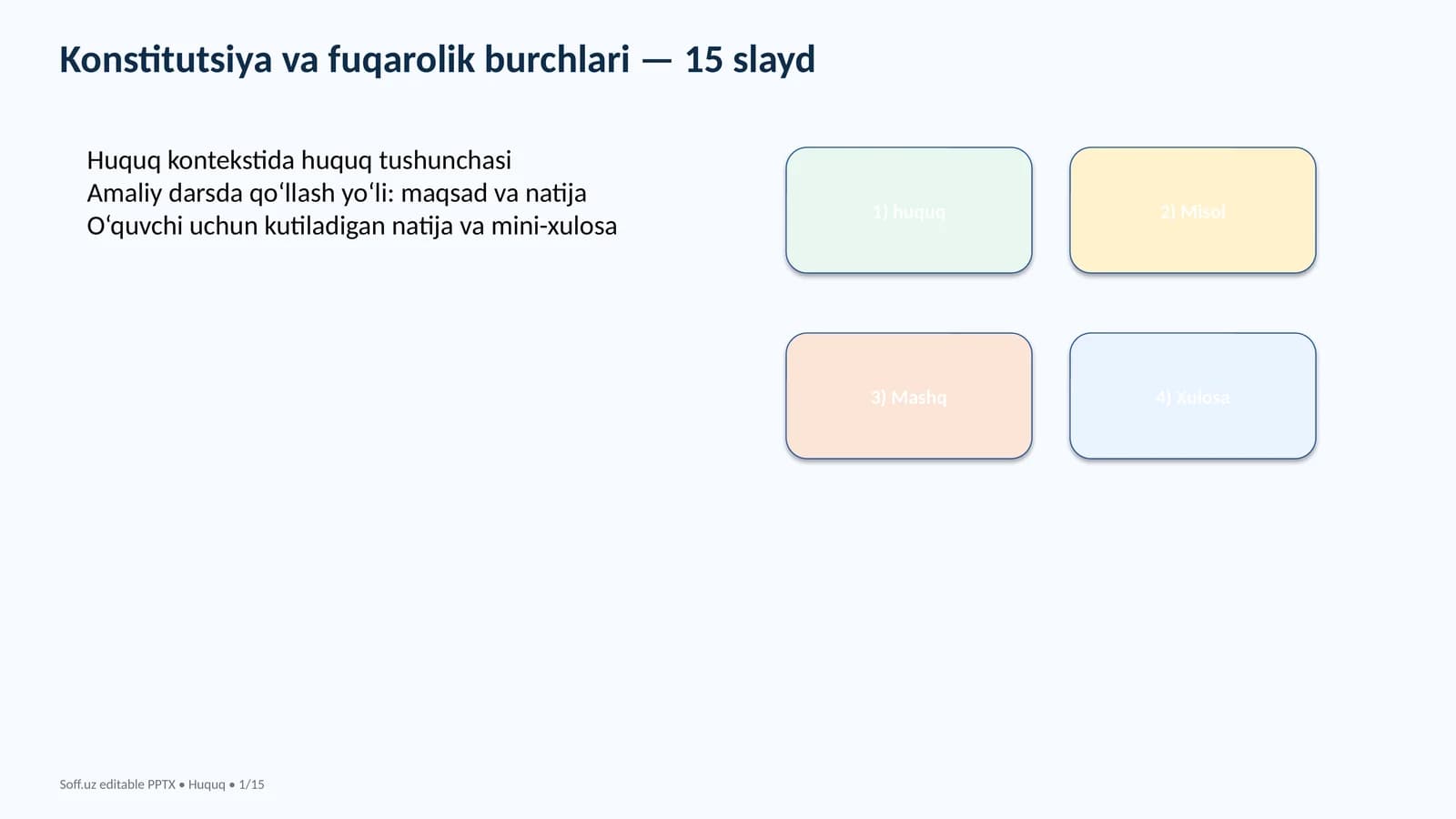 Konstitutsiya va fuqarolik burchlari — 15 slayd