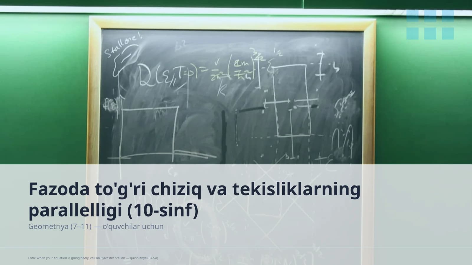Fazoda to'g'ri chiziq va tekisliklarning parallelligi (10-sinf)