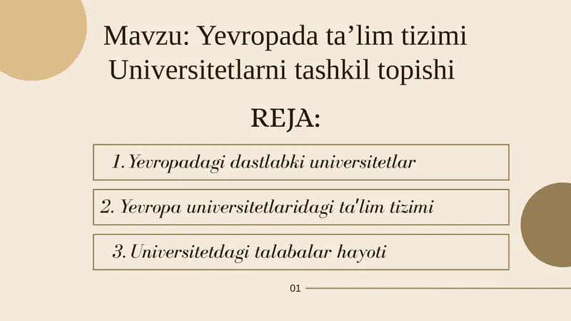 Yevropa dataʼlim tizimi Universitetlari