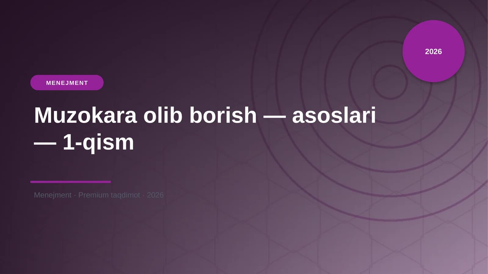 Muzokara olib borish — asoslari — 1-qism