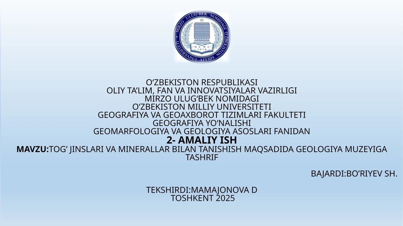 Magmatik va metamorfik jinslar va geologiya muzeyi