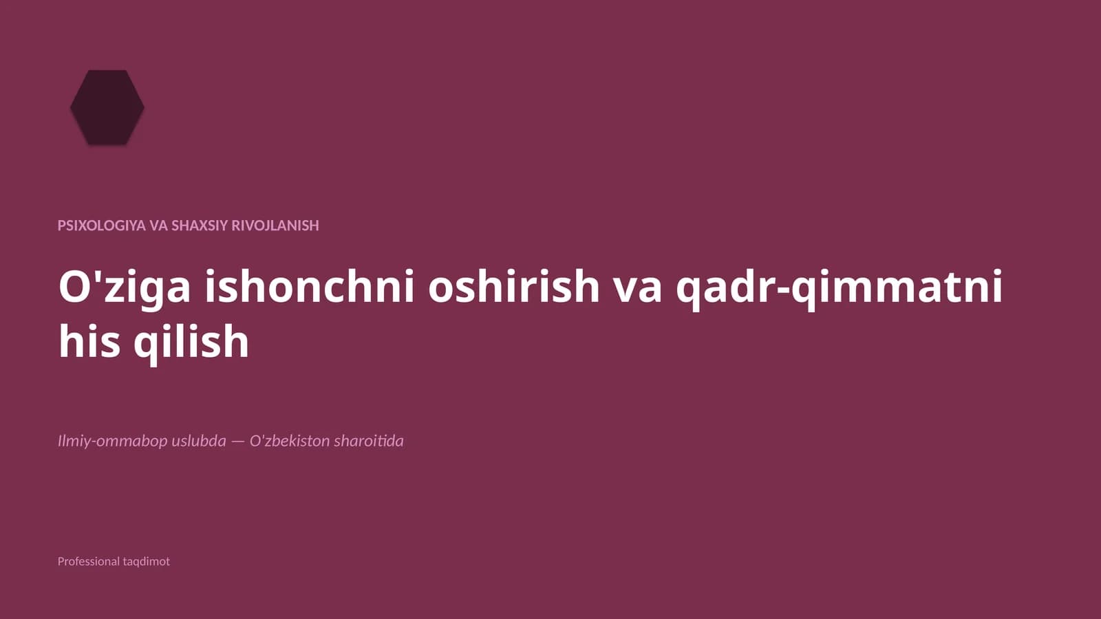 Psixologiya va shaxsiy rivojlanish