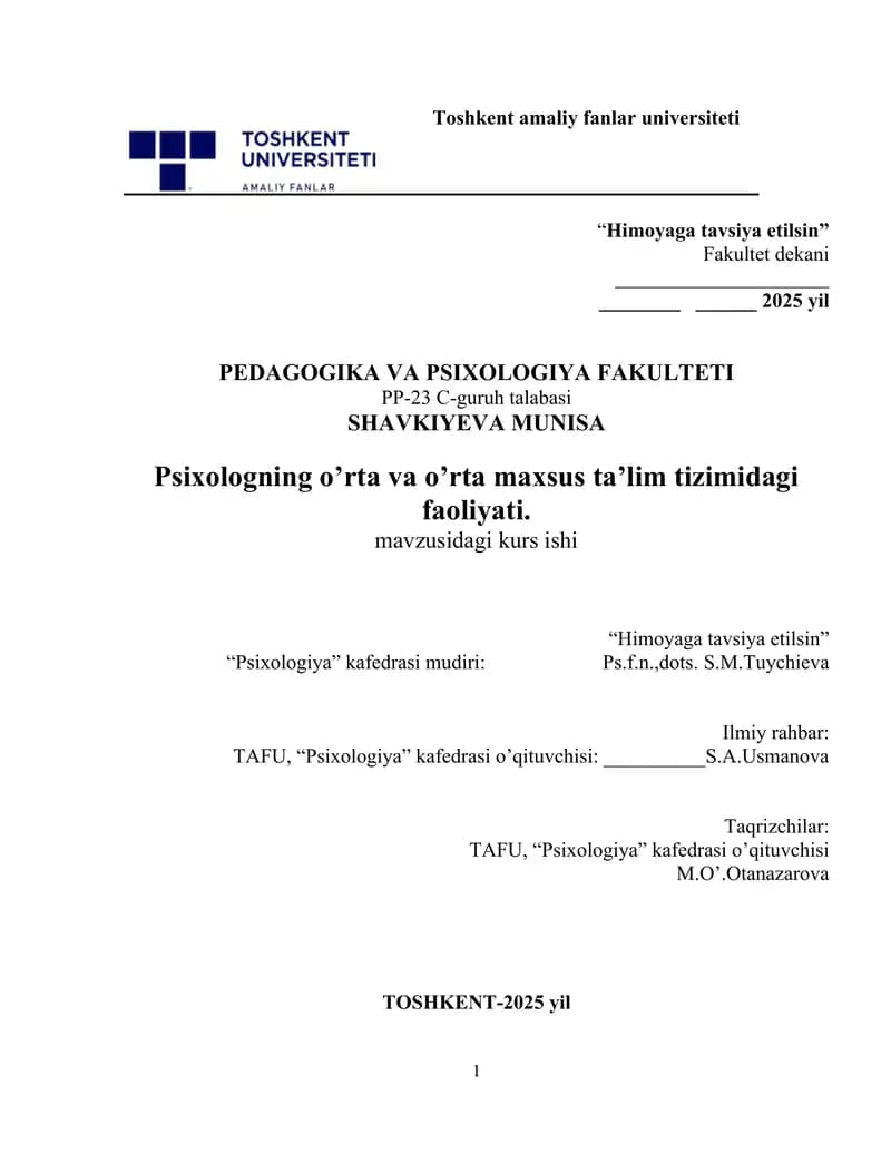 Psixologiya Kafedrasi