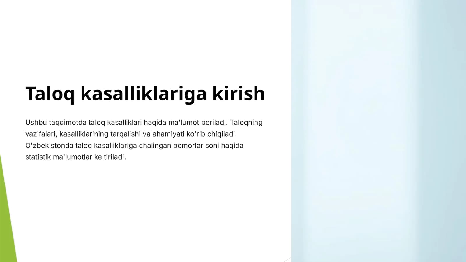 Taloq kasalliklariga kirish