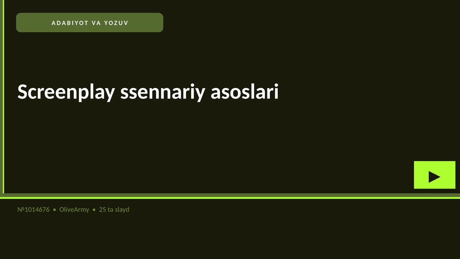 Screenplay ssennariy asoslari