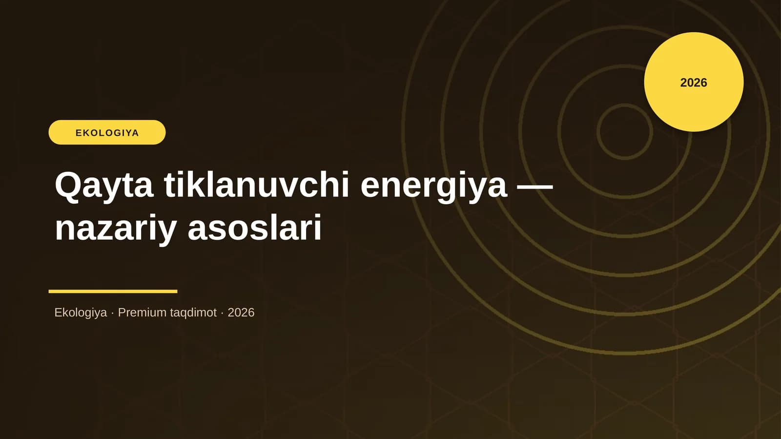Qayta tiklanuvchi energiya — nazariy asoslari
