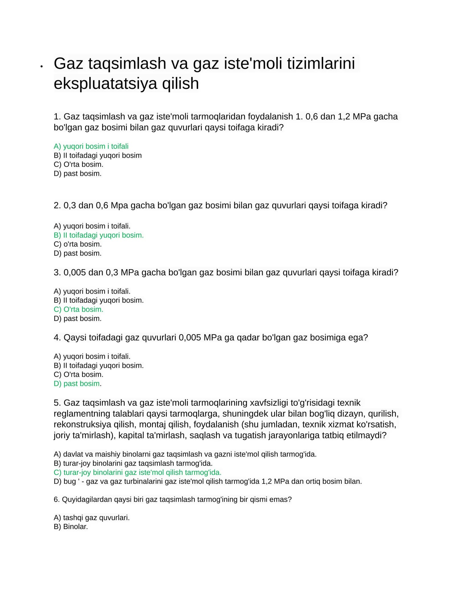 Gaz taqsimlash va gaz iste'moli tizimlarini ekspluatatsiya qilish