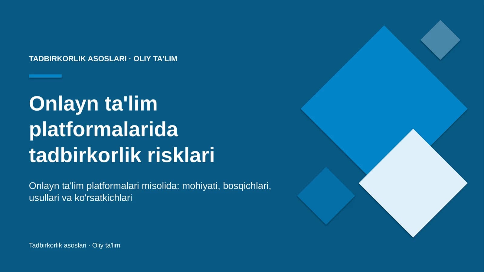 onlayn ta'lim platformalarida tadbirkorlik risklari 8595