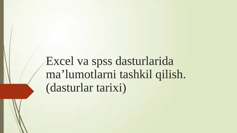 Excel va SPSS dasturlari