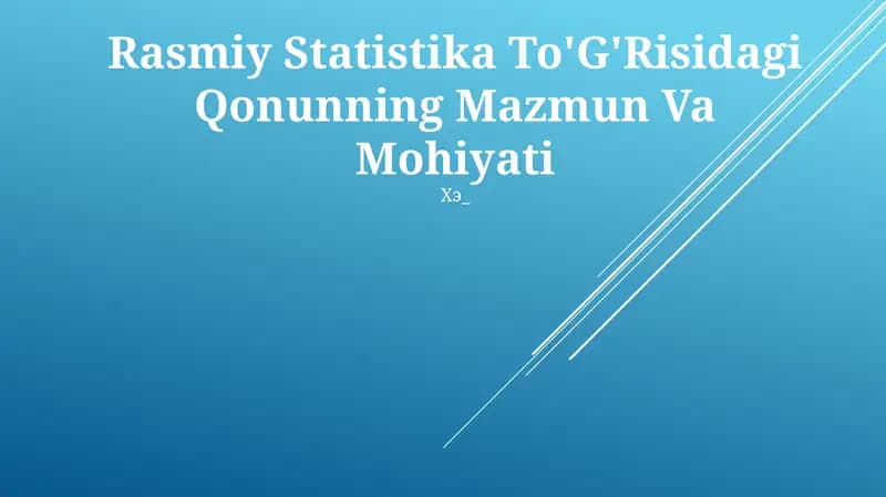 Rasmiy Statistika To'G'Risidagi Qonun