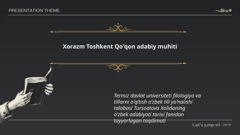 Tursoatova Xolidaning o'zbek adabiyoti tarixi taqdimoti