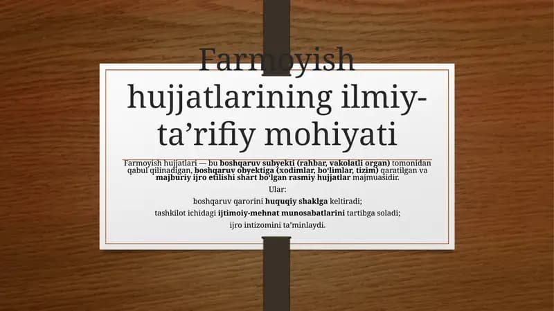 Farmoyish hujjatlari ilmiy-ta’rifi