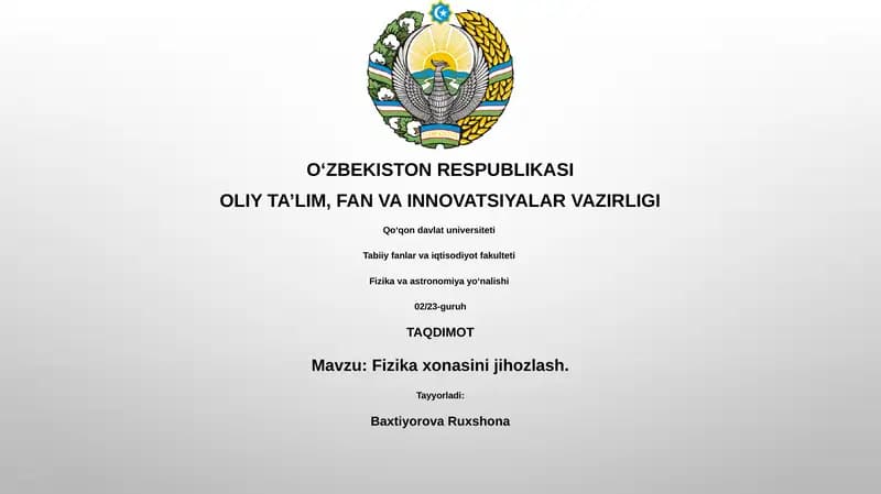 Fizika xonasini jihozlash