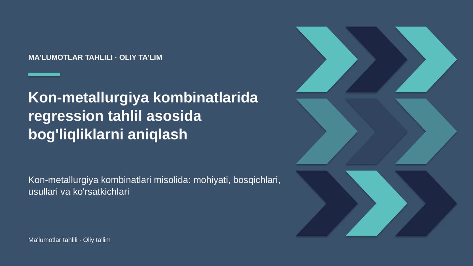 Kon-metallurgiya kombinatlarida regression tahlil asosida bog'liqliklarni aniqlash