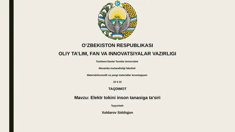 Elektr tokini inson tanasiga ta'siri